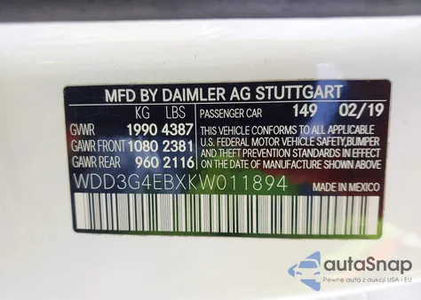 2019 Mercedes-Benz A 220 z USA, uszkodzony, nr VIN WDD3G4EBXKW011894